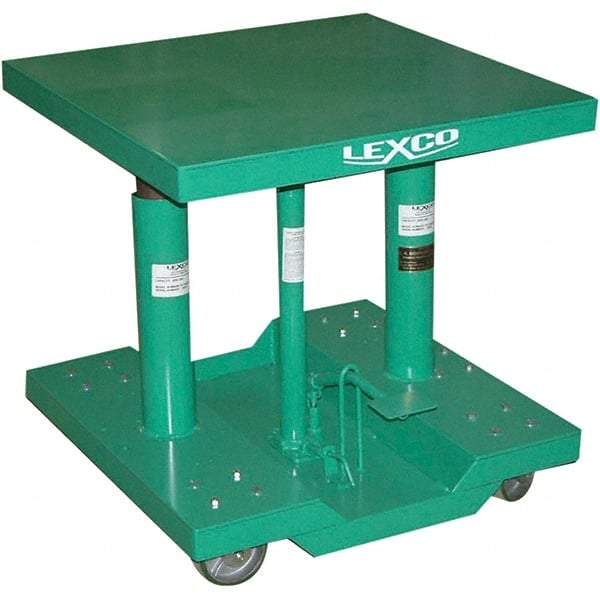 Wesco Industrial Products - 2,000 Lb Capacity Manual Hydraulic Post Lift Table - 30" to 48" Lift Height, 30" Platform Length x 30" Platform Width - Apex Tool & Supply