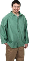 Steel Grip - Size 2XL Welding & Flame Resistant/Retardant Jacket - Green, Cotton, Snaps Closure, 52 to 54" Chest - Apex Tool & Supply