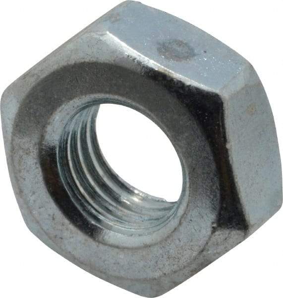 Value Collection - 1/4-28 UN Steel Right Hand Machine Screw Hex Nut - 7/16" Across Flats, 0.193" High, Zinc-Plated Finish, 2B Class of Fit - Apex Tool & Supply