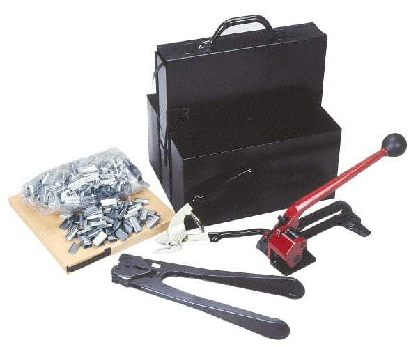 Value Collection - 200 Inch Long x 1/2 Inch Wide, Strapping Kit - Contains 2 Coils, 500 Seals, Steel Strap Cutter, Sealing Tool, Tensioner and Heavy Duty Reusable Dispenser - Apex Tool & Supply