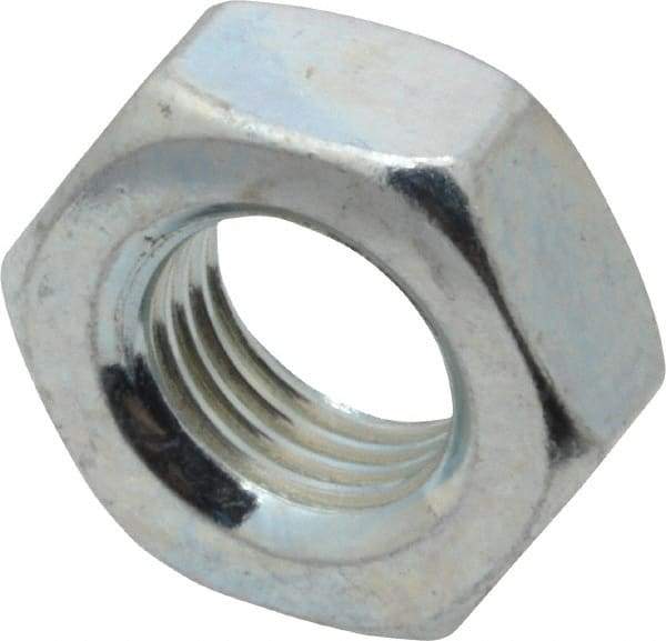 Value Collection - 3/8-24 UN Steel Right Hand Machine Screw Hex Nut - 5/8" Across Flats, 0.257" High, Zinc-Plated Finish, 2B Class of Fit - Apex Tool & Supply