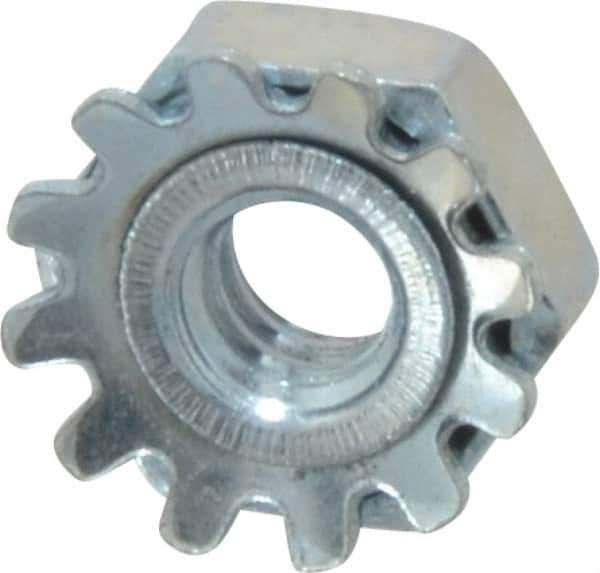 Value Collection - #4-40, Zinc Plated, Steel Hex Nut with External Tooth Washer - 9/32" Washer Diam, 1/4" Width Across Flats - Apex Tool & Supply