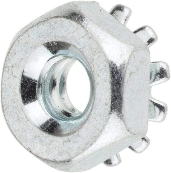 Value Collection - #6-32, Zinc Plated, Steel Hex Nut with External Tooth Washer - 11/32" Washer Diam, 5/16" Width Across Flats - Apex Tool & Supply