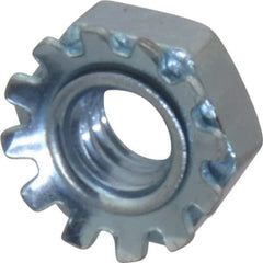 Value Collection - #8-32, Zinc Plated, Steel Hex Nut with External Tooth Washer - 5/16" Washer Diam, 11/32" Width Across Flats - Apex Tool & Supply