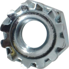 Value Collection - #10-24, Zinc Plated, Steel Hex Nut with External Tooth Washer - 13/32" Washer Diam, 3/8" Width Across Flats - Apex Tool & Supply