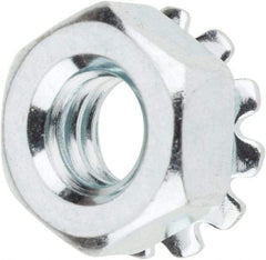 Value Collection - 1/4-20, Zinc Plated, Steel Hex Nut with External Tooth Washer - 1/2" Washer Diam, 7/16" Width Across Flats - Apex Tool & Supply