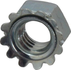 Value Collection - 5/16-18, Zinc Plated, Steel Hex Nut with External Tooth Washer - 19/32" Washer Diam, 1/2" Width Across Flats - Apex Tool & Supply