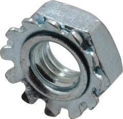 Value Collection - #10-32, Zinc Plated, Steel Hex Nut with External Tooth Washer - 13/32" Washer Diam, 3/8" Width Across Flats - Apex Tool & Supply