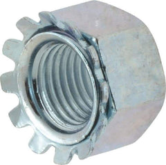 Value Collection - 3/8-24, Zinc Plated, Steel Hex Nut with External Tooth Washer - 57/64" Washer Diam, 9/16" Width Across Flats - Apex Tool & Supply