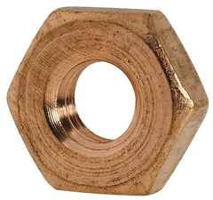Value Collection - #10-32 UNF Silicon Bronze Right Hand Machine Screw Hex Nut - 3/8" Across Flats, 1/8" High, Uncoated - Apex Tool & Supply