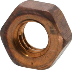 Value Collection - 1/4-20 UN Silicon Bronze Right Hand Machine Screw Hex Nut - 7/16" Across Flats, 3/16" High, Uncoated - Apex Tool & Supply