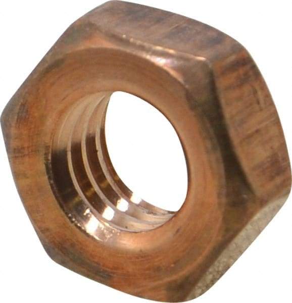 Value Collection - 3/8-16 UNC Silicon Bronze Right Hand Machine Screw Hex Nut - 5/8" Across Flats, 1/4" High, Uncoated - Apex Tool & Supply