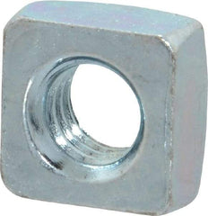Value Collection - 3/8-16 Steel Square Nut - Zinc Plated, 5/8" Square Width x 21/64" Overall Height - Apex Tool & Supply