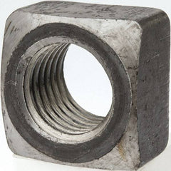 Value Collection - 1-1/8-7 Steel Square Nut - Uncoated, 1-11/16" Square Width x 1" Overall Height - Apex Tool & Supply