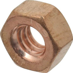 Value Collection - 1/4-20 UNC Silicon Bronze Right Hand Hex Nut - 7/16" Across Flats, 7/32" High, Uncoated - Apex Tool & Supply