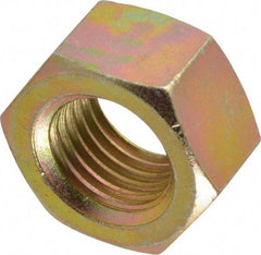 Value Collection - 1-1/4 - 7 UNC Steel Right Hand Hex Nut - 1-7/8" Across Flats, 1-1/16" High, Zinc Yellow Dichromate Finish - Apex Tool & Supply