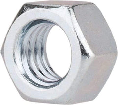 Value Collection - 3/8-16 UNC Steel Right Hand Hex Nut - 9/16" Across Flats, 21/64" High, Zinc-Plated Finish - Apex Tool & Supply
