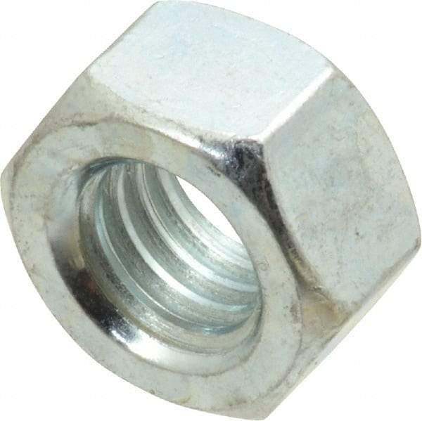 Value Collection - 7/16-14 UNC Steel Right Hand Hex Nut - 11/64" Across Flats, 3/8" High, Zinc-Plated Finish - Apex Tool & Supply