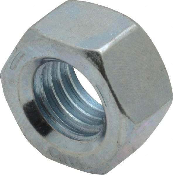 Value Collection - 9/16-12 UNC Steel Right Hand Hex Nut - 7/8" Across Flats, 31/64" High, Zinc-Plated Finish - Apex Tool & Supply