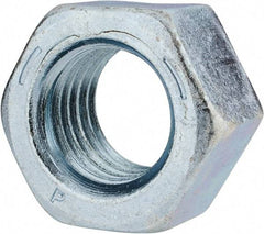 Value Collection - 1-1/8 - 7 UNC Steel Right Hand Hex Nut - 1-11/16" Across Flats, 31/32" High, Zinc-Plated Finish - Apex Tool & Supply