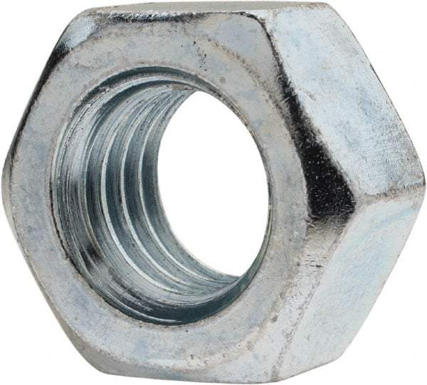 Value Collection - 9/16-12 UN Steel Right Hand Hex Nut - 7/8" Across Flats, 31/64" High, Zinc-Plated Finish - Apex Tool & Supply