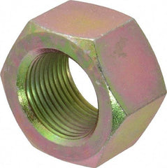Value Collection - 1-1/8 - 12 UNF Steel Right Hand Hex Nut - 1-11/16" Across Flats, 31/32" High, Zinc Yellow Dichromate Finish - Apex Tool & Supply