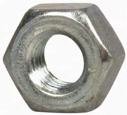 Value Collection - 1/4-28 UNF Steel Right Hand Hex Nut - 7/16" Across Flats, 7/32" High, Zinc-Plated Finish - Apex Tool & Supply