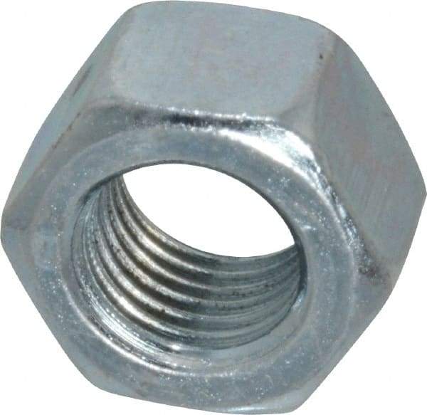 Value Collection - 3/8-24 UN Steel Right Hand Hex Nut - 9/16" Across Flats, 21/64" High, Zinc-Plated Finish - Apex Tool & Supply