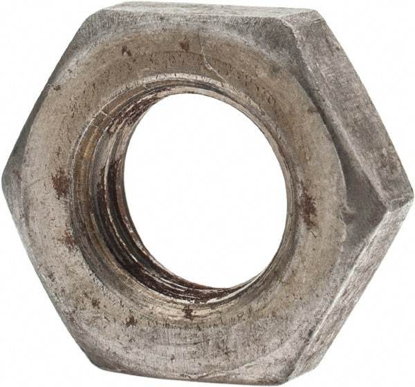 Value Collection - 7/16-14 UNC Steel Left Hand Hex Jam Nut - 11/16" Across Flats, 1/4" High, Uncoated - Apex Tool & Supply