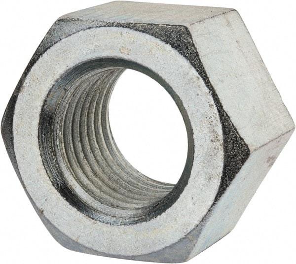 Value Collection - 2 - 4-1/2 UNC Steel Right Hand Heavy Hex Nut - 3-1/8" Across Flats, 1-31/32" High, Zinc Clear Finish - Apex Tool & Supply