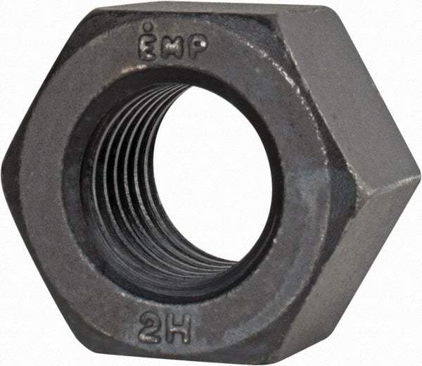Value Collection - 1-1/8 - 7 UNC Steel Right Hand Heavy Hex Nut - 1-13/16" Across Flats, 1-7/64" High, Uncoated, 2B Class of Fit - Apex Tool & Supply