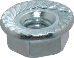 Value Collection - #10-24, 1/2" Flange Diam, Serrated Flange Nut - Grade Grade 2 Steel, Zinc-Plated Finish, 7/32" Flange Height - Apex Tool & Supply