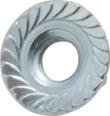 Value Collection - 1/4-20, 19/32" Flange Diam, Serrated Flange Nut - Grade Grade 2 Steel, Zinc-Plated Finish, 0.236" Flange Height - Apex Tool & Supply