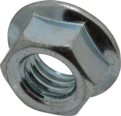 Value Collection - 3/8-16, 3/4" Flange Diam, Serrated Flange Nut - Grade Grade 2 Steel, Zinc-Plated Finish, 0.347" Flange Height - Apex Tool & Supply