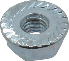 Value Collection - #10-32, 1/2" Flange Diam, Serrated Flange Nut - Grade Grade 2 Steel, Zinc-Plated Finish, 7/32" Flange Height - Apex Tool & Supply