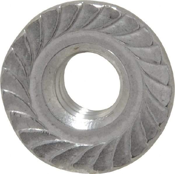 Value Collection - 1/4-20, 19/32" Flange Diam, Serrated Flange Nut - Grade 18-8 Stainless Steel, 0.236" Flange Height - Apex Tool & Supply