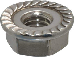 Value Collection - #10-32, 1/2" Flange Diam, Serrated Flange Nut - Grade 18-8 Stainless Steel, 7/32" Flange Height - Apex Tool & Supply
