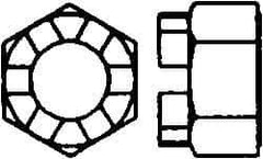 Value Collection - 1-1/2 - 12 UNF Grade 5 Steel Castle Locknut - 2-1/4" Width Across Flats, 1-1/2" High, Uncoated - Apex Tool & Supply