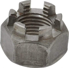 Value Collection - 1/2-20 UNF Grade 5 Steel Castle Locknut - 3/4" Width Across Flats, 9/16" High, Uncoated - Apex Tool & Supply