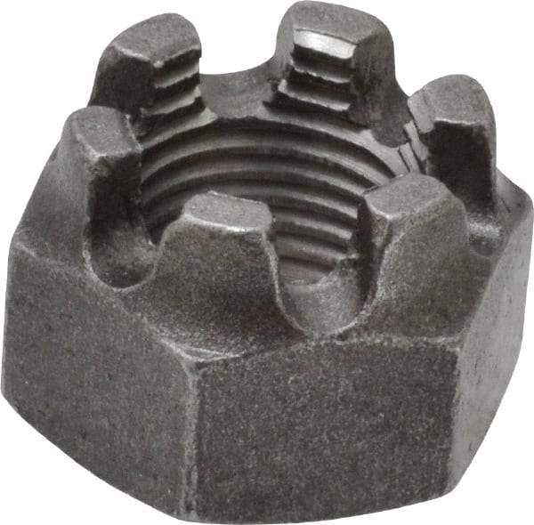 Value Collection - 9/16-18 UNF Grade 5 Steel Castle Locknut - 7/8" Width Across Flats, 39/64" High, Uncoated - Apex Tool & Supply
