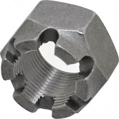 Value Collection - 1-14 UNF Grade 5 Steel Castle Locknut - 1-1/2" Width Across Flats, 1" High, Uncoated - Apex Tool & Supply