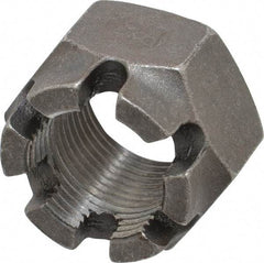 Value Collection - 1-1/8 - 12 UNF Grade 5 Steel Castle Locknut - 1-11/16" Width Across Flats, 1-5/32" High, Uncoated - Apex Tool & Supply