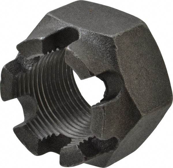 Value Collection - 1-1/4 - 12 UNF Grade 5 Steel Castle Locknut - 1-7/8" Width Across Flats, 1-1/4" High, Uncoated - Apex Tool & Supply