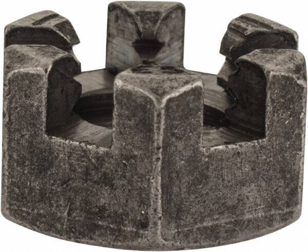 Value Collection - 3/8-16 UNC Grade 2 Steel Slotted Locknut - 9/16" Width Across Flats, 21/64" High, Uncoated - Apex Tool & Supply