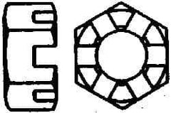 Value Collection - 1/4-28 UNF Grade 2 Steel Slotted Locknut - 7/16" Width Across Flats, 7/32" High, Uncoated - Apex Tool & Supply