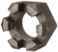 Value Collection - 1-1/4 - 7 UNC Grade 2 Steel Slotted Locknut - 1-7/8" Width Across Flats, 1-1/16" High, Uncoated - Apex Tool & Supply