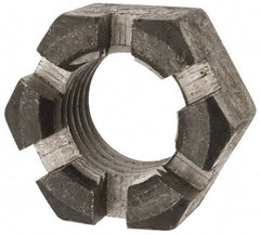 Value Collection - 1-3/8 - 6 UNC Grade 2 Steel Slotted Locknut - 4-1/2" Width Across Flats, 2-37/64" High, Uncoated - Apex Tool & Supply