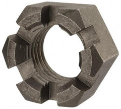 Value Collection - 1-1/2 - 6 UNC Grade 2 Steel Slotted Locknut - 2-1/4" Width Across Flats, 1-9/32" High, Uncoated - Apex Tool & Supply