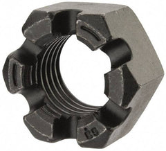 Value Collection - 1-3/4 - 5 UNC Grade 2 Steel Slotted Locknut - 2-5/8" Width Across Flats, 1-1/2" High, Uncoated - Apex Tool & Supply