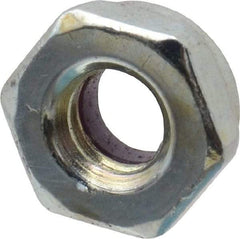 Value Collection - 1/4-20 UNC Grade 2 Hex Jam Lock Nut with Nylon Insert - 7/16" Width Across Flats, 7/32" High, Zinc-Plated Finish - Apex Tool & Supply